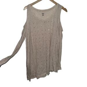 NWT A.N.A Glitzy Neutral Color along Sleeve Shirt Winter Christmas Holiday XL